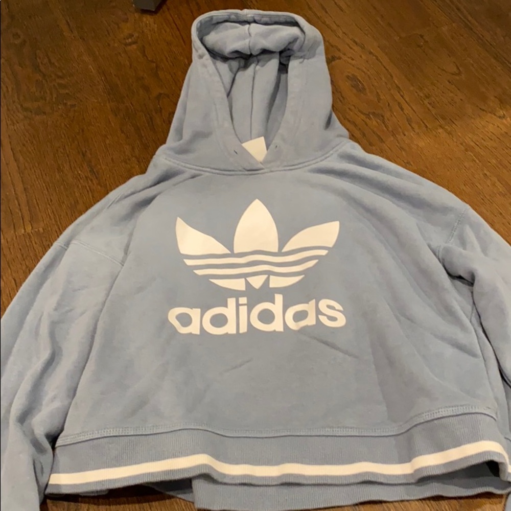 light blue cropped adidas hoodie